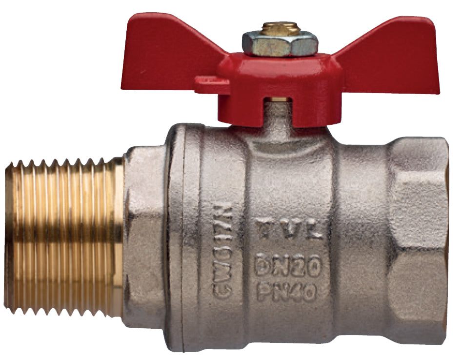 VALVOLA A SFERA con farfalla in alluminio 1/2 MF Leva Rossa
