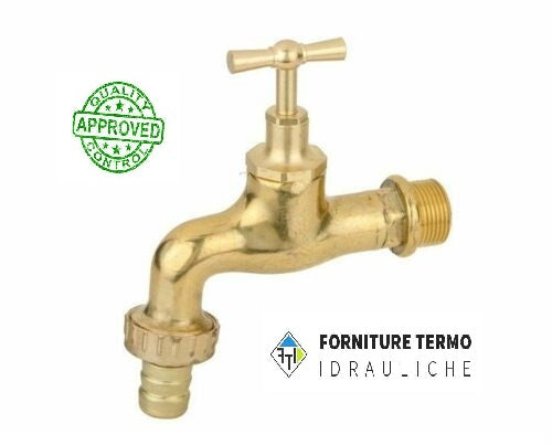 POLISHED BRASS TAP WITH 1/2 HOSE HOLDER GARDEN FOUNTAIN