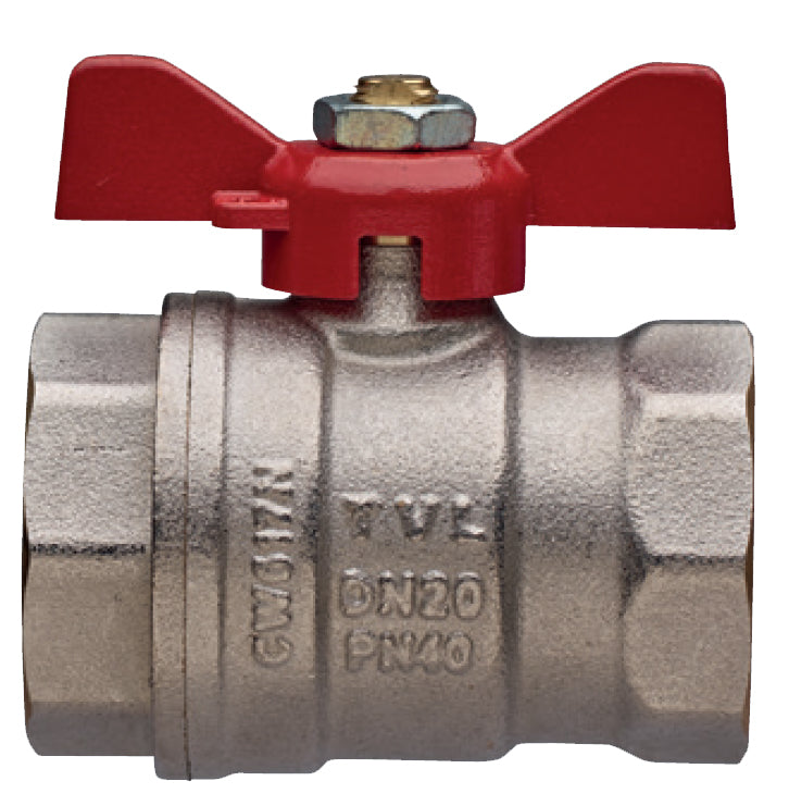VALVOLA A SFERA con farfalla in alluminio 1" FF Leva Rossa