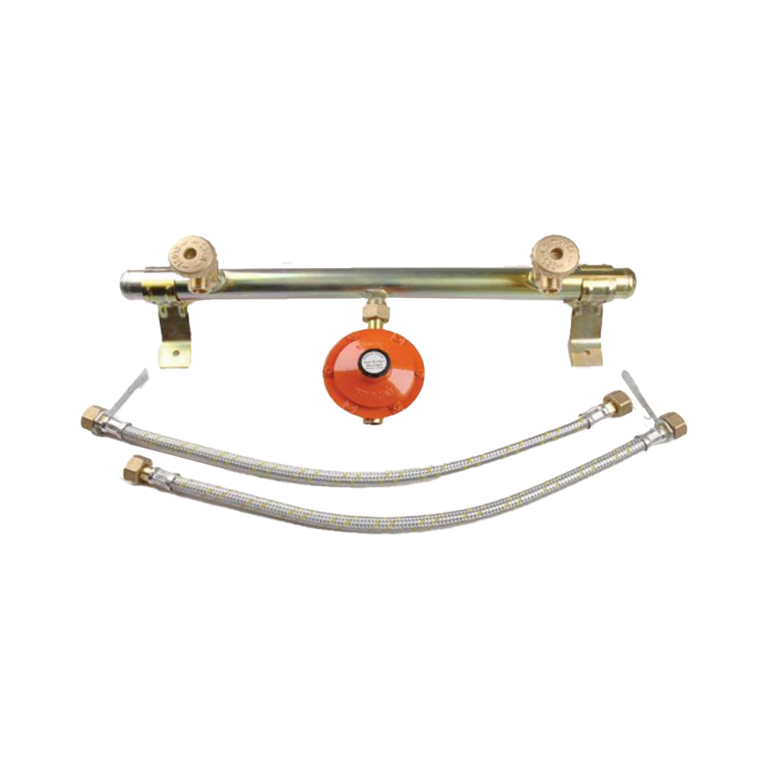 Centralina Gas 2 Vie con Regolatore e Flessibile Eurogas - Portata 4 kg/h