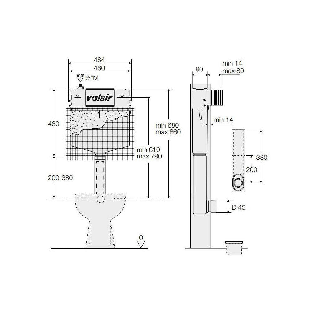 CASSETTA AD INCASSO VALSIR TROPEA S MECCANICA CODICE:VS0858002
