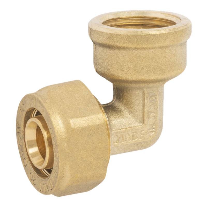 Raccordo a Gomito Filettato Femmina Avvitare Stringere Multistrato Ape Varie Misure In Ottone