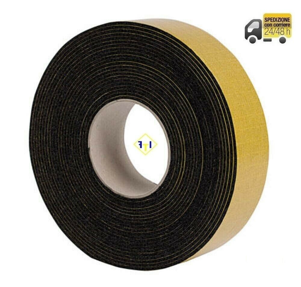 ROTOLO NASTRO ADESIVA ANTICONDENSA 10 ML nero in gomma H 50 mm spessore 3 mm