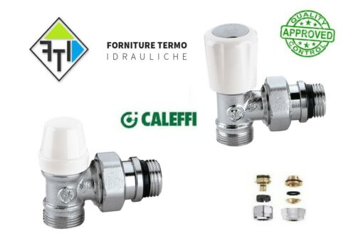 KIT VALVOLA+DETENTORE angolo 1/2+ADATTATORI CALEFFI per radiatori caloriferi