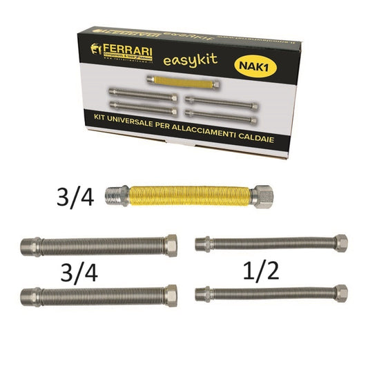 EASY KIT FLEX STAINLESS STEEL JOINTS 200/400 CONNECTION FOR BOILERS 3/4 gas 3/4-1/2 Water