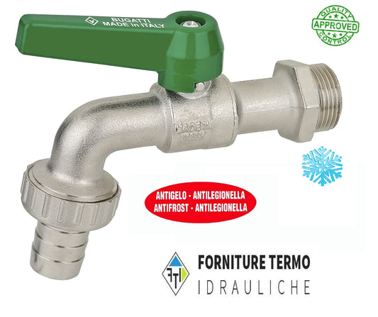 Heavy tap PORTAGOMMA 3/4 Aluminium lever Green ANTIFREEZE system 