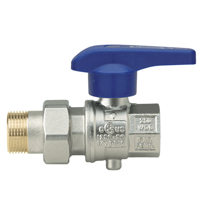 Valvola a sfera MF 1/2" maschio-femmina con bocchettone e regolazione di flusso