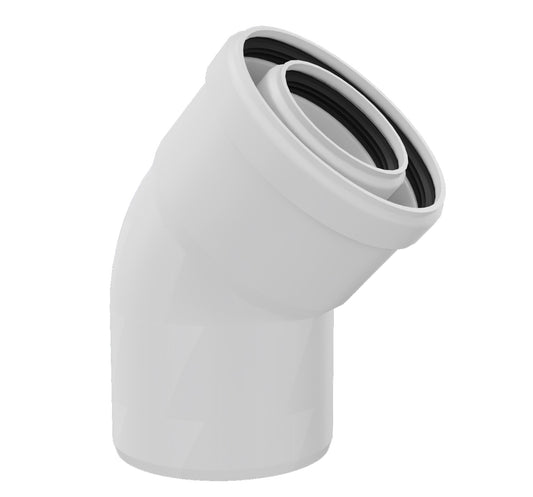 Curva coassiale M/F 45° 100/60 PP/PP per caldaia a condensazione