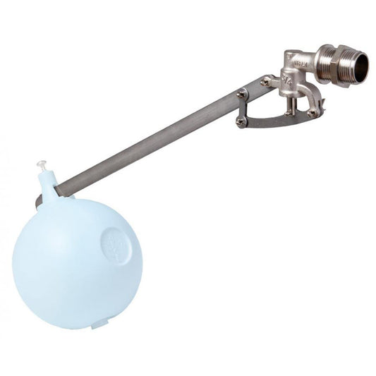 Galleggiante 5 coppiglie in ottone con asta piatta in ferro 2" con Sfera Ø 200