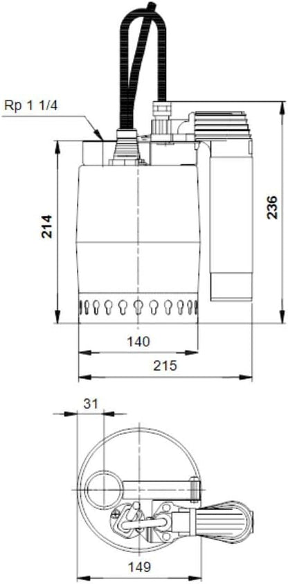 Grundfos UNILIFT KP 150 AV 1 – Pompa Sommersa Svuotamento Inox IP68 con Galleggiante