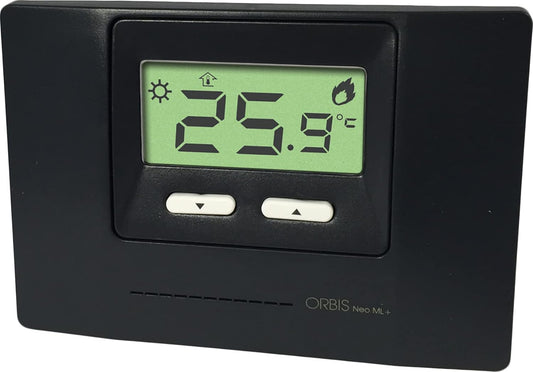 Orbis NEO ML+ Antracite Termostato digitale da parete, 2 Temp. reg, alim. batt.