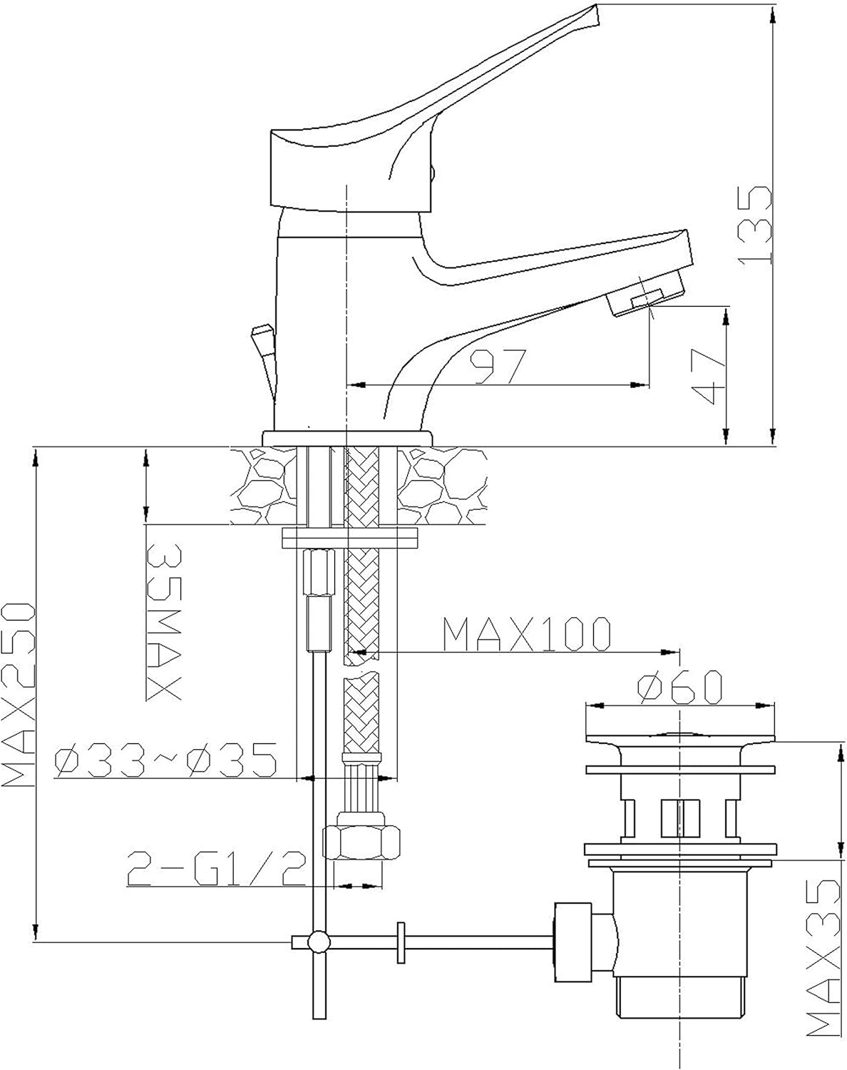 Ambrosiana SEI14000000 Rubinetto Miscelatore Lavabo, Cromo