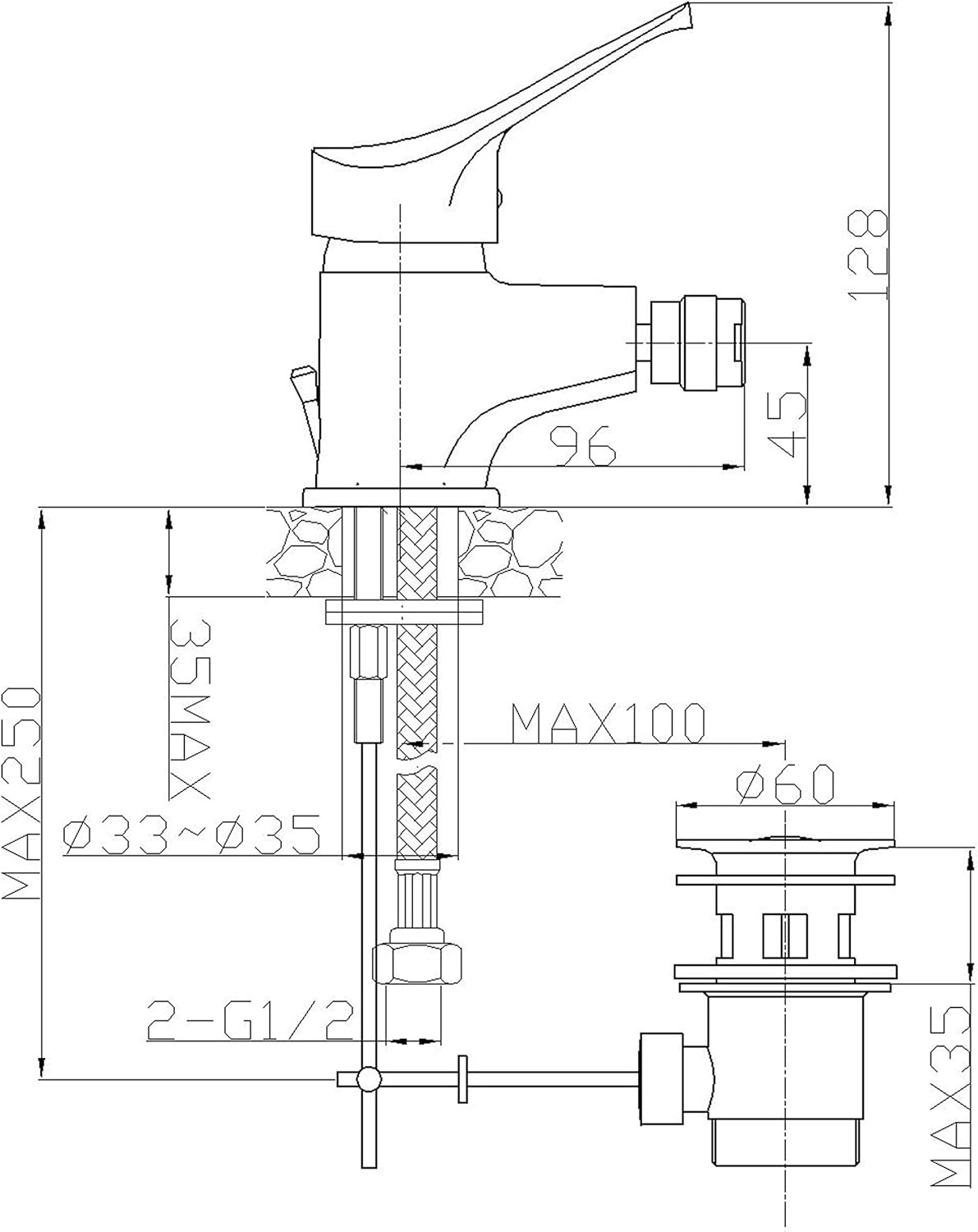 Ambrosiana SEI14010000 Rubinetto Miscelatore Bidet, Cromo