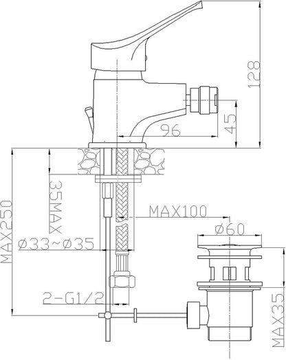 Ambrosiana SEI14010000 Rubinetto Miscelatore Bidet, Cromo