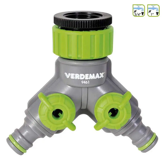Raccordo Rubinetto Verdemax 9461 - 2 Uscite Regolabili 3/4" e 1"