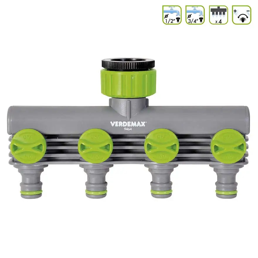 Raccordo Rubinetto Verdemax 9464 - 4 Uscite 1/2" e 3/4"