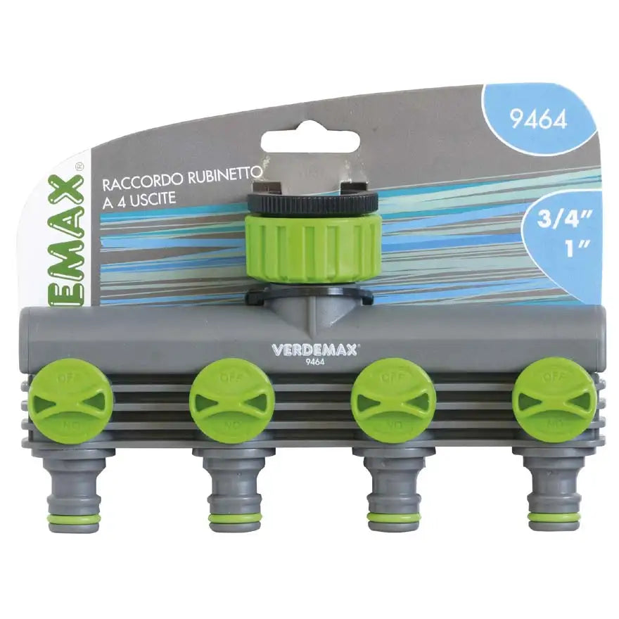 Raccordo Rubinetto Verdemax 9464 - 4 Uscite 1/2" e 3/4"