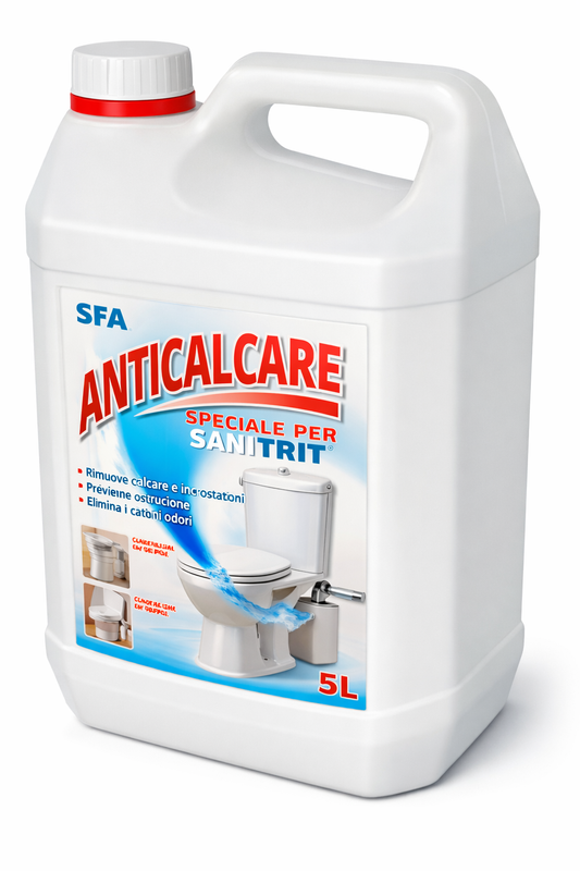 Liquido anticalcare Sanitrit 5 Litri per trituratori WC – Pulizia professionale e manutenzione impianti
