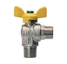 Rubinetto Gas ad Angolo Maschio/Maschio 1/2" per Cucina - Ottone Nichelato