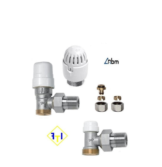 KIT VALVOLA, DETENTORE, TESTA TERMOSTATICA " RBM " 1/2, ADATT.RAME/MULTISTRATO