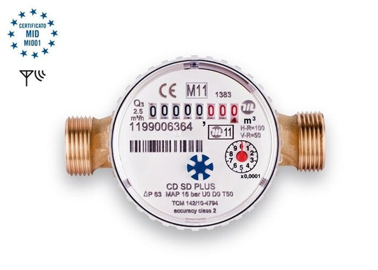 MADDALENA - WATER METER DRY DIAL 1/2" COMPLETE WITH SDPLUS FITTINGS