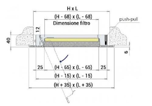 Griglia di ripresa a pannello forellinato serie EGF PUSH 1000x400 ral 9016